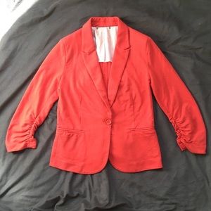 Pink blazer jacket with ruched 3/4 sleeves S